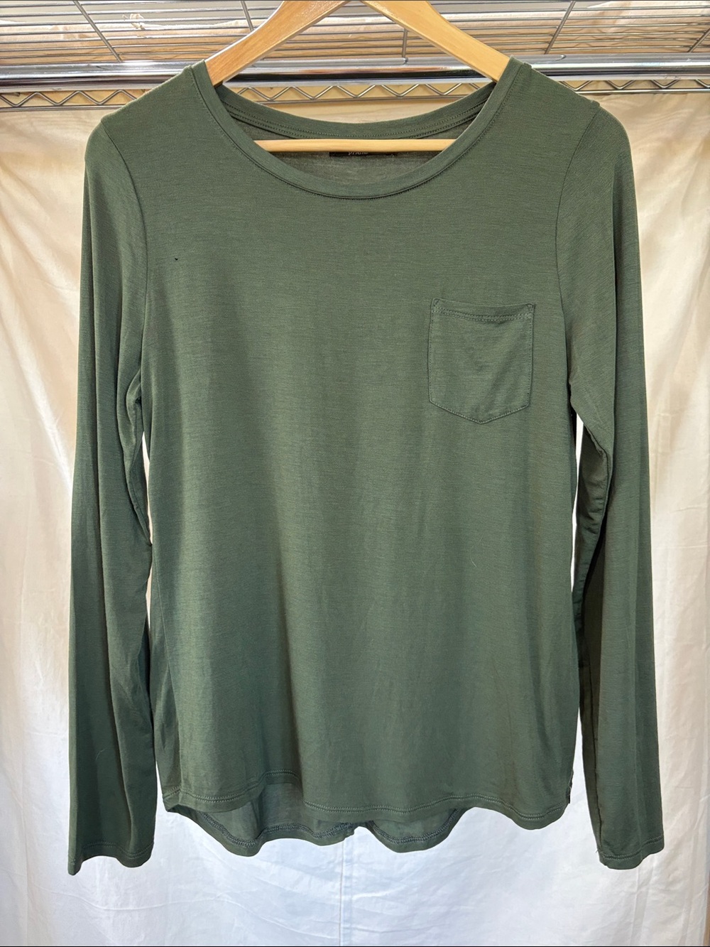 Prana Olive Green Long Sleeve Pocket Tee